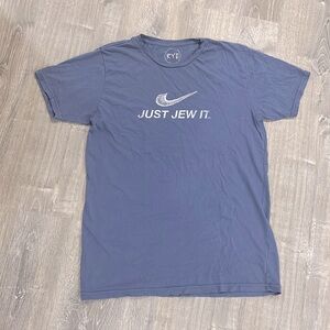 Y2K Vintage Rye Jewish Humor Shirt Just Jew It Shofar Swoosh